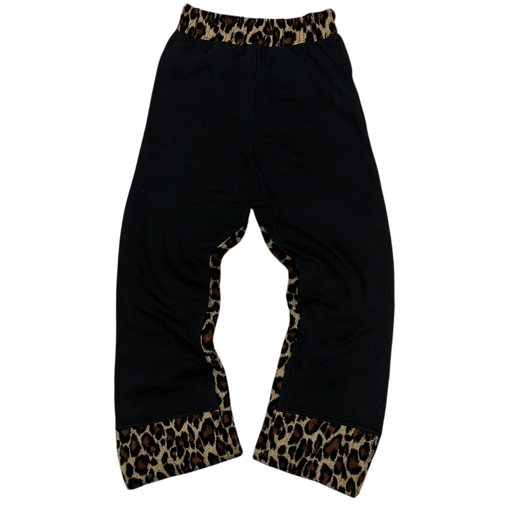 Black Leopard Fleece Sweatpants.