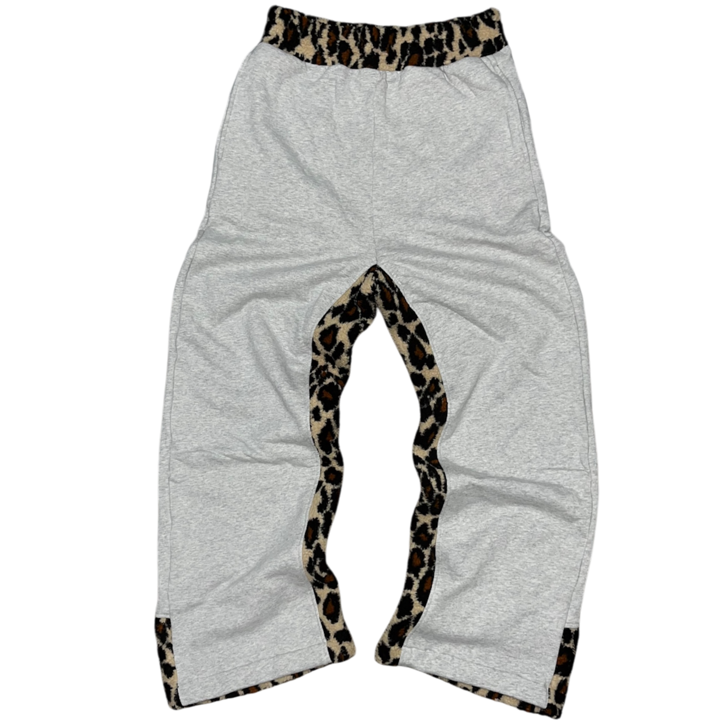 Grey Leopard fur fleece Sweatpants.
