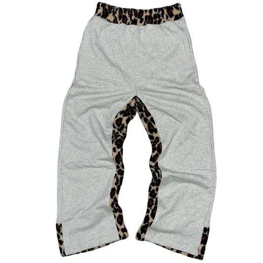 Grey Leopard fur fleece Sweatpants.