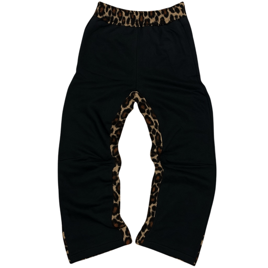 Black Leopard Fleece Sweatpants.