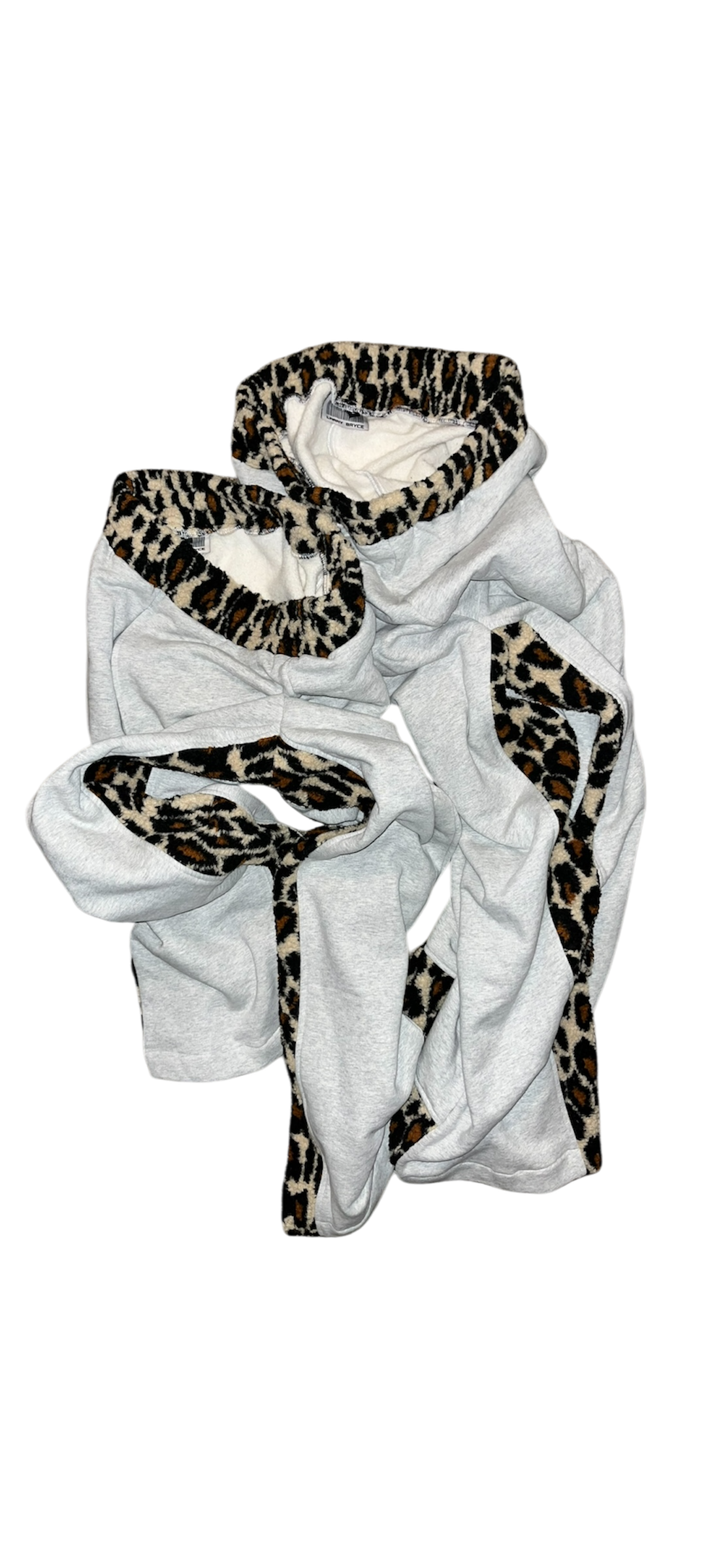 Grey Leopard fur fleece Sweatpants.
