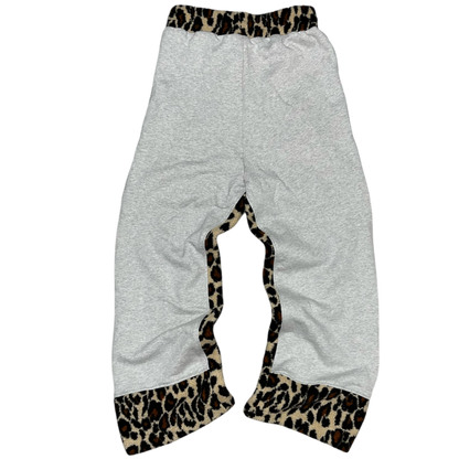 Grey Leopard fur fleece Sweatpants.