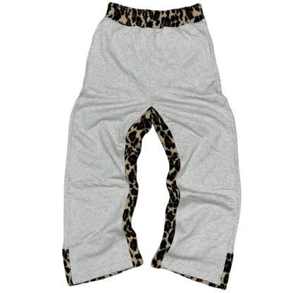Grey Leopard fur fleece Sweatpants.