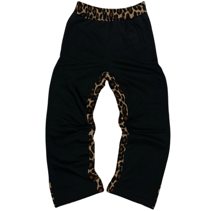 Black Leopard Fleece Sweatpants.