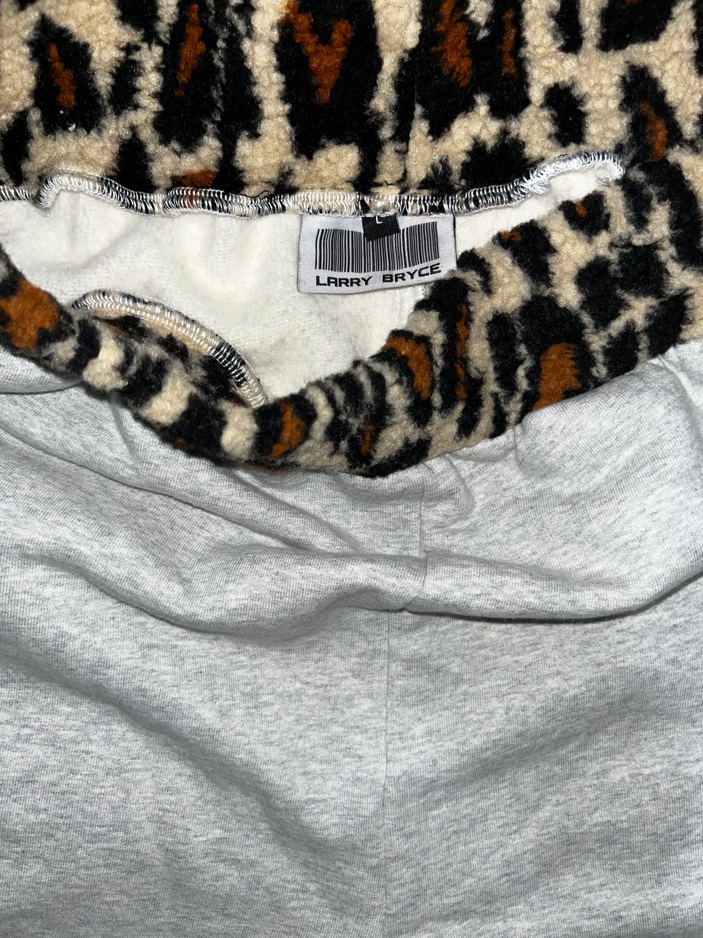 Grey Leopard fur fleece Sweatpants.